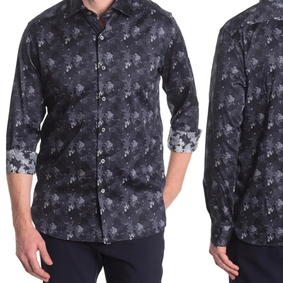 Bugatchi Other - Bugatchi Mens Navy Blue Button Up Dress Shirt